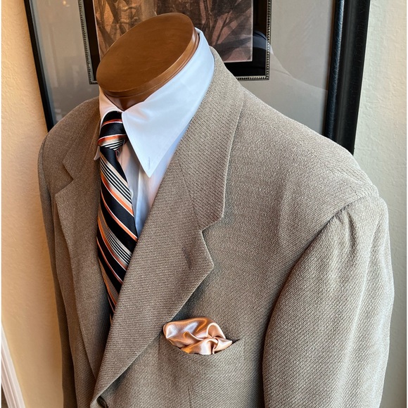 VIVA VINTAGE!  Vestimenta Wool Blend Tan Weave Jacket Size 42R - Picture 6 of 15